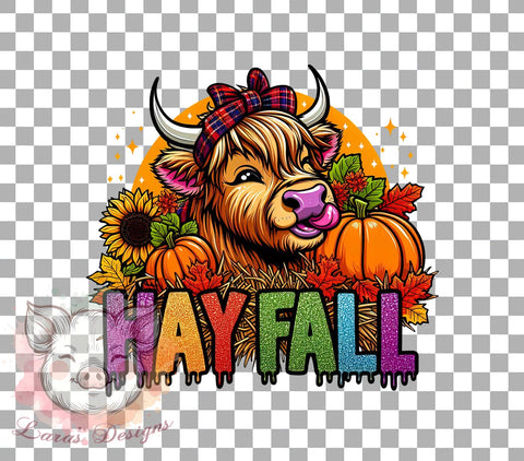 Fall Cow PNG, Hay Decor, Sublimation Design, Digital Download, Autumn Art, Farmhouse Style, Country Decor, Seasonal Graphic Sublimation Lara' s Designs 