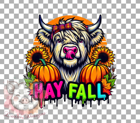 Fall Cow PNG, Hay Decor, Sublimation Design, Digital Download, Autumn Art, Farmhouse Style, Country Decor, Seasonal Graphic Sublimation Lara' s Designs 