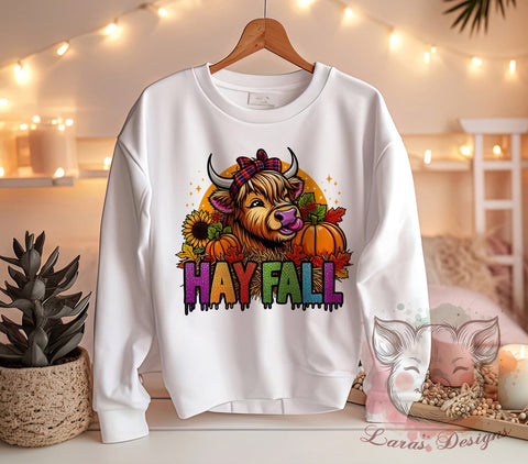 Fall Cow PNG, Hay Decor, Sublimation Design, Digital Download, Autumn Art, Farmhouse Style, Country Decor, Seasonal Graphic Sublimation Lara' s Designs 