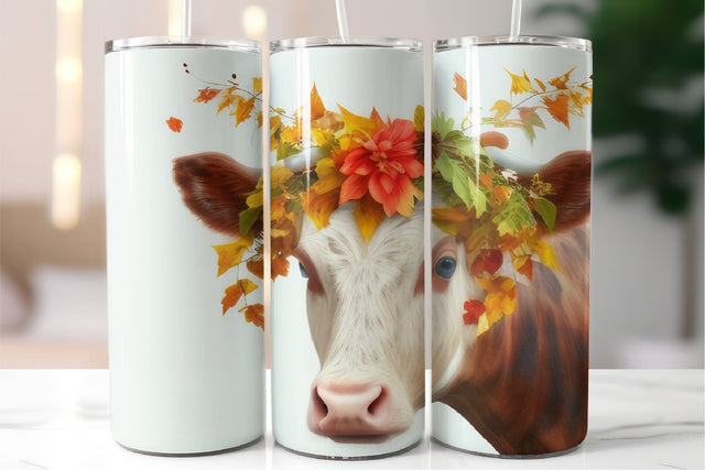 Fall Cow Tumbler Wrap. 20 OZ Tumbler Sublimation Sublimation Olga Terlyanskaya 