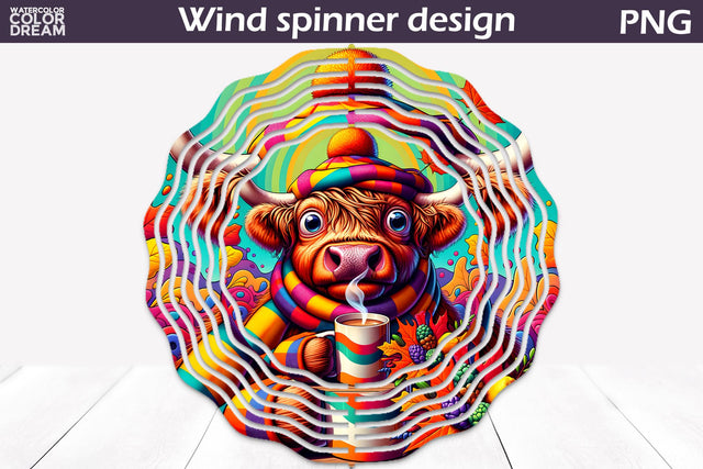Fall Cow Wind Spinner | Funny Cow Wind Spinner Sublimation WatercolorColorDream 