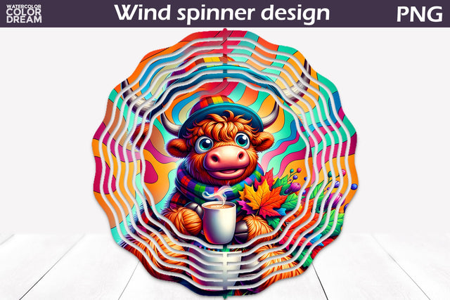 Fall Cow Wind Spinner | Funny Cow Wind Spinner Sublimation WatercolorColorDream 