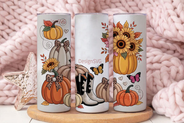 Fall Cowgirl Boots Tumbler Wrap Sublimation DesignSVG 