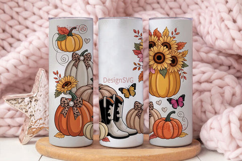 Fall Cowgirl Boots Tumbler Wrap Sublimation DesignSVG 