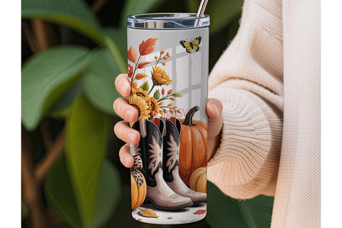 Fall Cowgirl Boots Tumbler Wrap Sublimation DesignSVG 