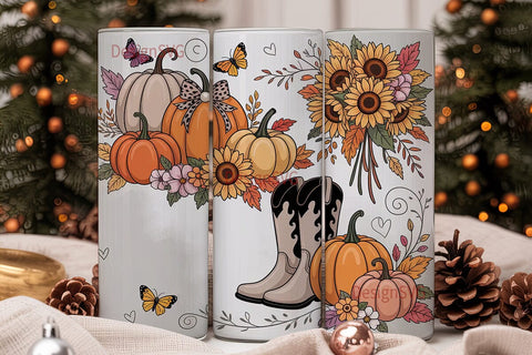 Fall Cowgirl Boots Tumbler Wrap Sublimation DesignSVG 
