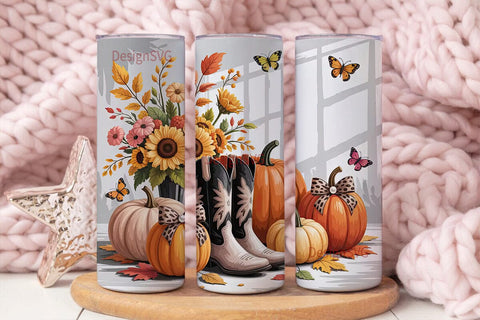 Fall Cowgirl Boots Tumbler Wrap Sublimation DesignSVG 