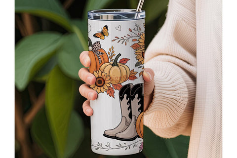 Fall Cowgirl Boots Tumbler Wrap Sublimation DesignSVG 