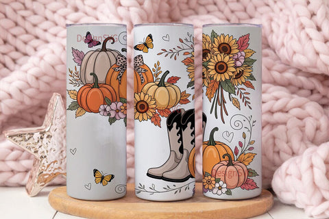 Fall Cowgirl Boots Tumbler Wrap Sublimation DesignSVG 