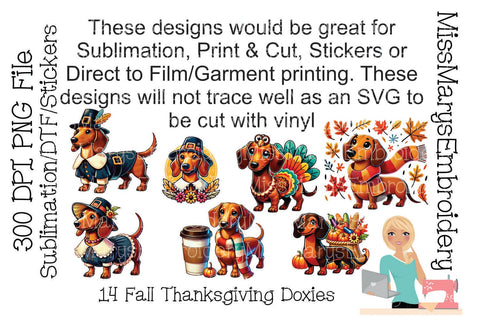 Fall Dachshund Dog PNG Clipart | Thanksgiving Doxies PNG | Sublimation PNG | Sticker png | Printing 300 DPI Sublimation MissMarysEmbroidery 