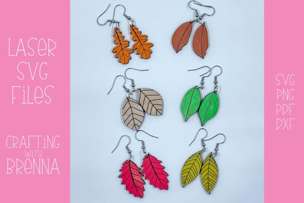 Fall Dangle Earrings Bundle Laser SVG File SVG Crafting With Brenna 