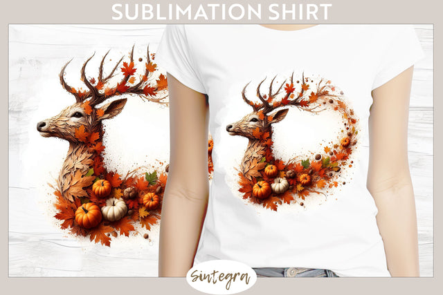 Fall Deer Animal v1 T-shirt Sublimation Sublimation Sintegra 