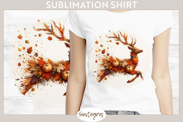 Fall Deer Animal v3 T-shirt Sublimation Sublimation Sintegra 