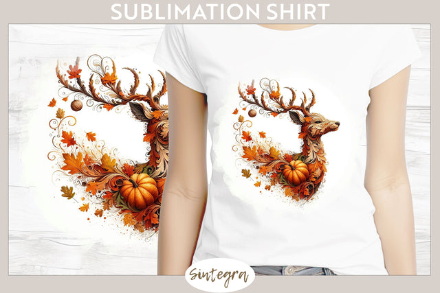 Fall Deer Animal v4 T-shirt Sublimation Sublimation Sintegra 