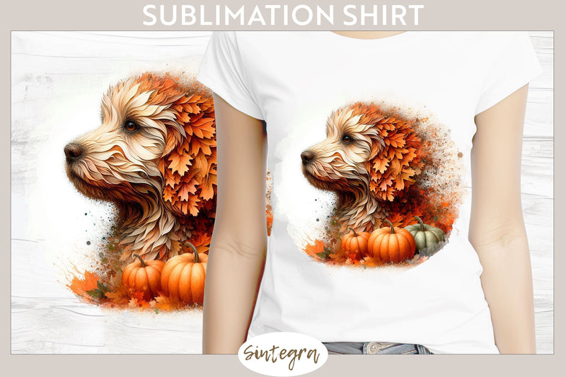 Fall Dog Animal v1 T-shirt Sublimation Sublimation Sintegra 