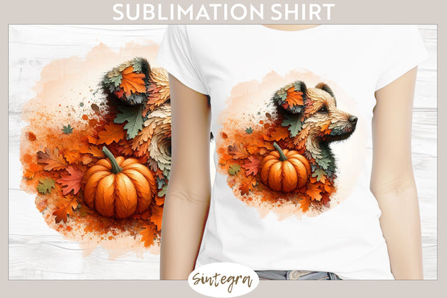Fall Dog Animal v2 T-shirt Sublimation Sublimation Sintegra 