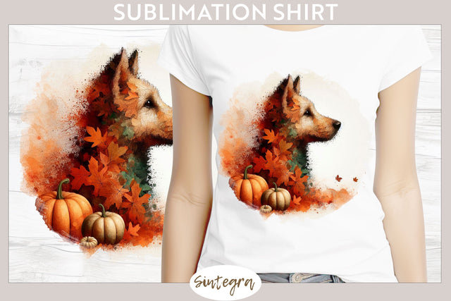 Fall Dog Animal v4 T-shirt Sublimation Sublimation Sintegra 