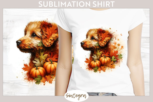 Fall Dog Animal v6 T-shirt Sublimation Sublimation Sintegra 