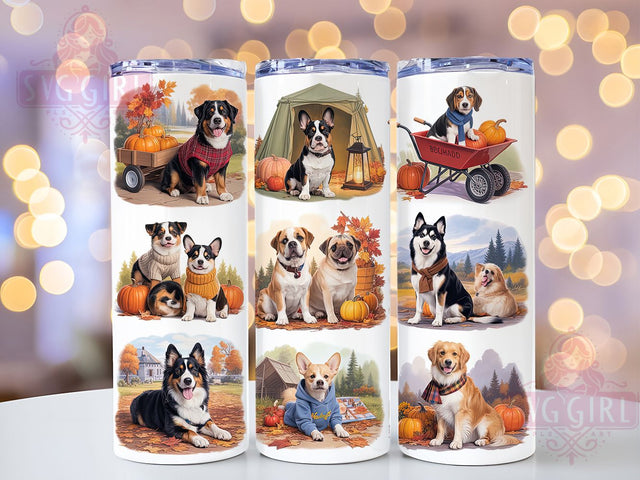 Fall Dog Mom Puppy Tumbler Wrap, Autumn Pet Wrap, 20oz Sublimation, Dog Mom Cup, Cute Puppy Mug, Fall Animal Tumbler, Autumn Dog Design Sublimation SvggirlplusArt 