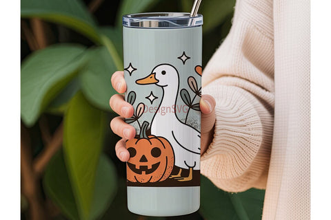 Fall Duck & Pumpkin 20oz Tumbler Sublimation DesignSVG 