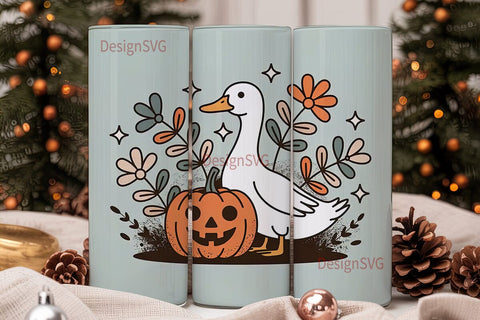 Fall Duck & Pumpkin 20oz Tumbler Sublimation DesignSVG 