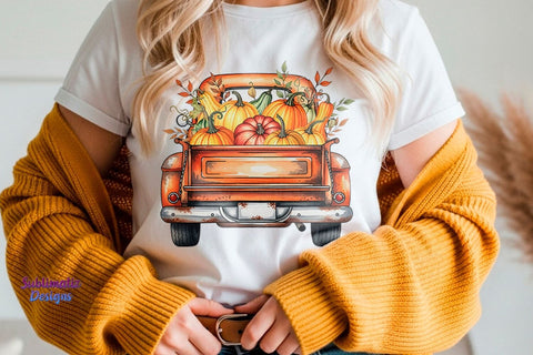 Fall Farm Truck with Pumpkins PNG | Fall PNG design for sublimation Sublimation Sublimatiz Designs 