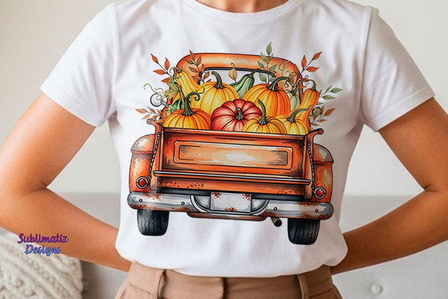 Fall Farm Truck with Pumpkins PNG | Fall PNG design for sublimation Sublimation Sublimatiz Designs 