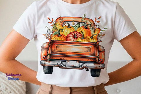 Fall Farm Truck with Pumpkins PNG | Fall PNG design for sublimation Sublimation Sublimatiz Designs 