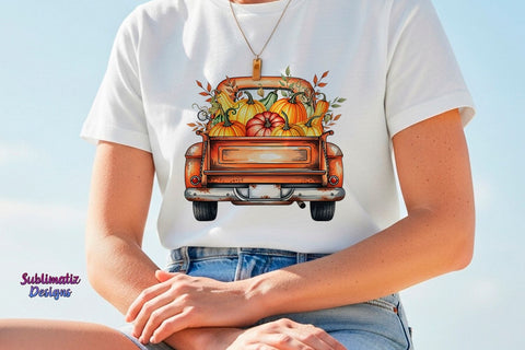 Fall Farm Truck with Pumpkins PNG | Fall PNG design for sublimation Sublimation Sublimatiz Designs 