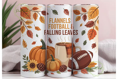 Fall Flannel Football 20oz Tumbler Wrap Sublimation PixelChick 