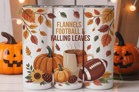 Fall Flannel Football 20oz Tumbler Wrap Sublimation PixelChick 