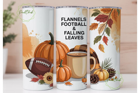 Fall Flannel Football 20oz Tumbler Wrap Sublimation PixelChick 