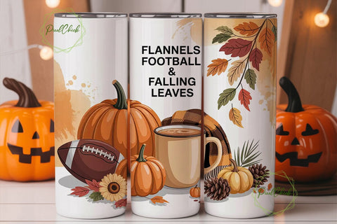 Fall Flannel Football 20oz Tumbler Wrap Sublimation PixelChick 