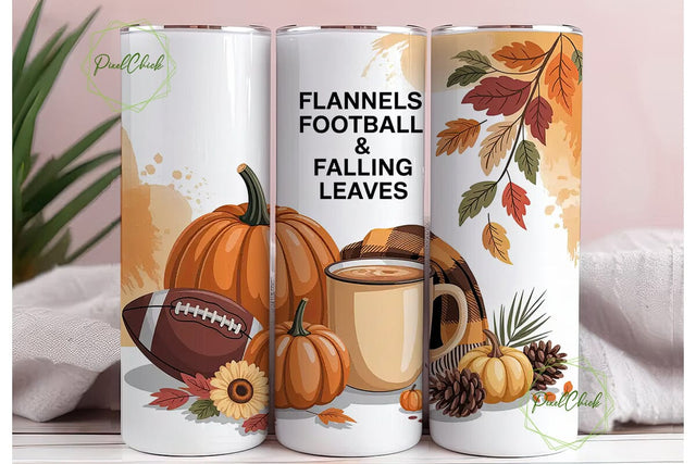 Fall Flannel Football 20oz Tumbler Wrap Sublimation PixelChick 