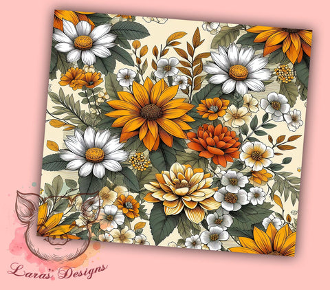 Fall Floral 20oz Tumbler Png, Straight & Tapered Tumbler Png, Autumn Fall Tumbler Png, Digital Download PNG Sublimation Lara' s Designs 