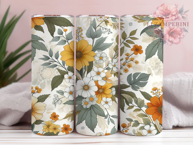 Fall Floral 20oz Tumbler Wrap PNG, Boho Floral Tumbler Png, Straight & Tapered Tumbler Wrap, Instant Digital Download Sublimation Li Zamperini 