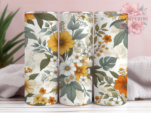 Fall Floral 20oz Tumbler Wrap PNG, Boho Floral Tumbler Png, Straight & Tapered Tumbler Wrap, Instant Digital Download Sublimation Li Zamperini 