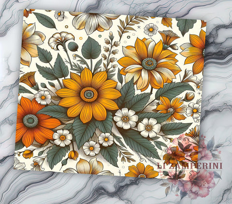 Fall Floral 20oz Tumbler Wrap PNG, Boho Floral Tumbler Png, Straight & Tapered Tumbler Wrap, Instant Digital Download Sublimation Li Zamperini 