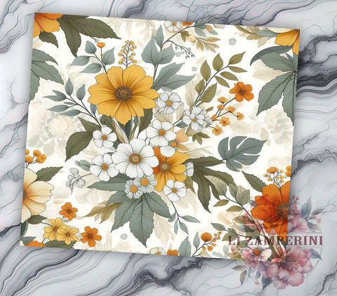 Fall Floral 20oz Tumbler Wrap PNG, Boho Floral Tumbler Png, Straight & Tapered Tumbler Wrap, Instant Digital Download Sublimation Li Zamperini 