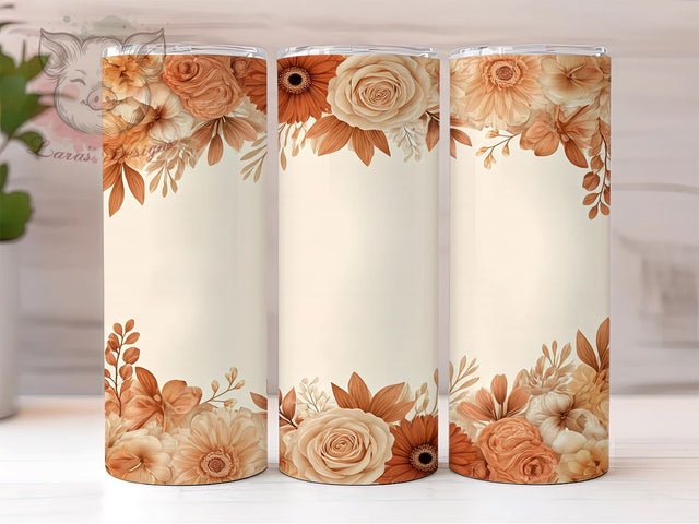 Fall Floral Autumn Seasonal Thanksgiving Tumbler Wrap, Autumn Drinkware, 20oz Tumbler Wrap, Floral Sublimation, Fall Decor Tumbler, Seasonal Gifts, Thanksgiving Tumbler Design Sublimation Lara' s Designs 