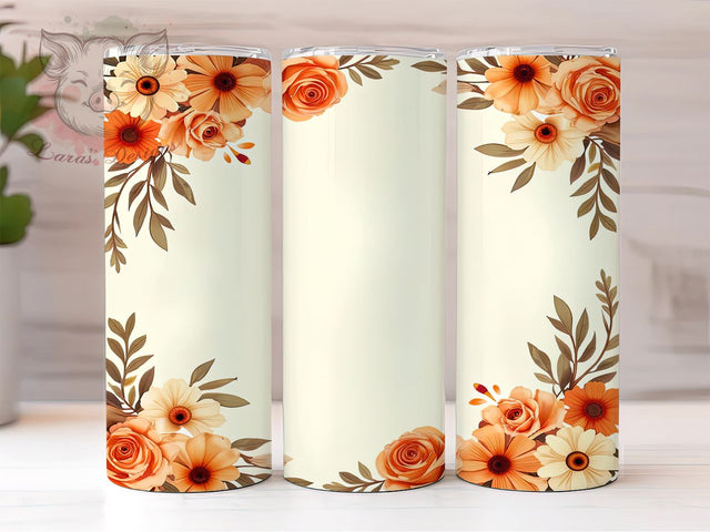 Fall Floral Autumn Seasonal Thanksgiving Tumbler Wrap, Autumn Drinkware, 20oz Tumbler Wrap, Floral Sublimation, Fall Decor Tumbler, Seasonal Gifts, Thanksgiving Tumbler Design Sublimation Lara' s Designs 