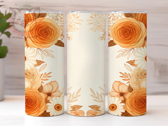 Fall Floral Autumn Seasonal Thanksgiving Tumbler Wrap, Autumn Drinkware, 20oz Tumbler Wrap, Floral Sublimation, Fall Decor Tumbler, Seasonal Gifts, Thanksgiving Tumbler Design Sublimation Lara' s Designs 