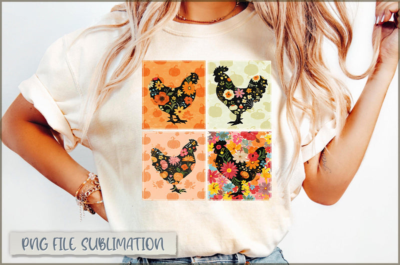Fall Floral Chicken PNG Sublimation Shetara Begum 