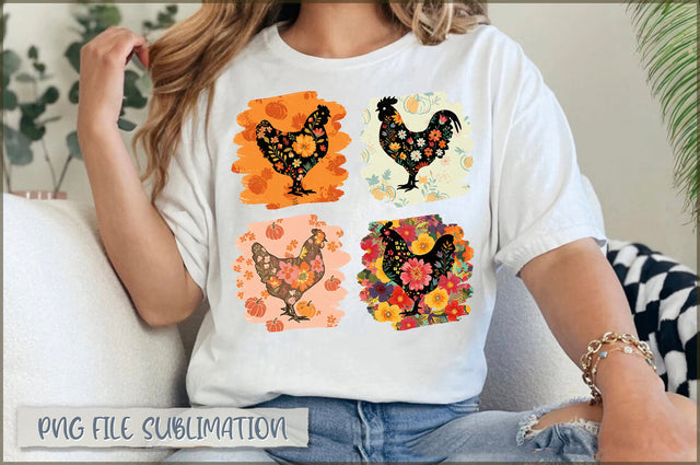 Fall Floral Chicken PNG Sublimation Shetara Begum 