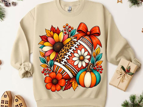Fall Floral Football Pumpkin PNG Art SVG artprintfile 