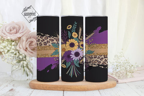 Fall Floral Glitter 20oz Tumbler Wrap Sublimation sassyprint 