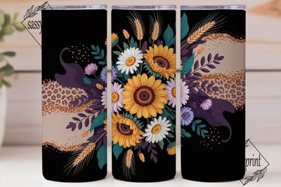 Fall Floral Glitter 20oz Tumbler Wrap Sublimation sassyprint 