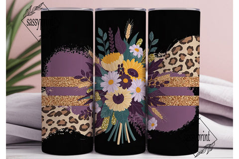 Fall Floral Glitter 20oz Tumbler Wrap Sublimation sassyprint 
