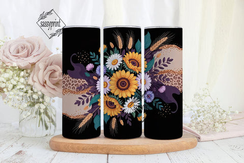 Fall Floral Glitter 20oz Tumbler Wrap Sublimation sassyprint 