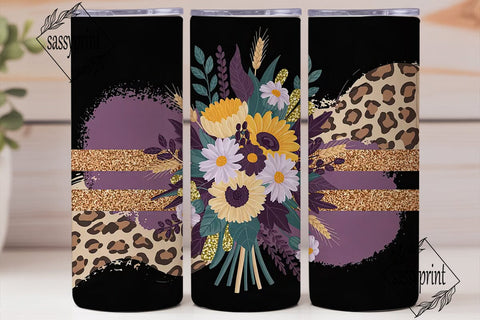 Fall Floral Glitter 20oz Tumbler Wrap Sublimation sassyprint 